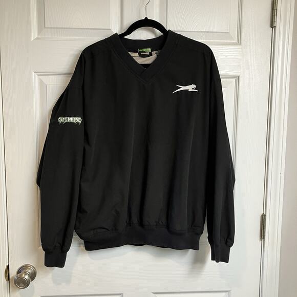 VINTAGE 90s Arctic Cat Racing Snowmobile Pullover Jacket Size XL Black Lined - Picture 1 of 11